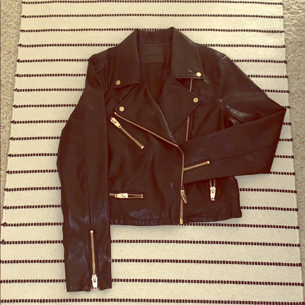 Black moto faux leather jacket